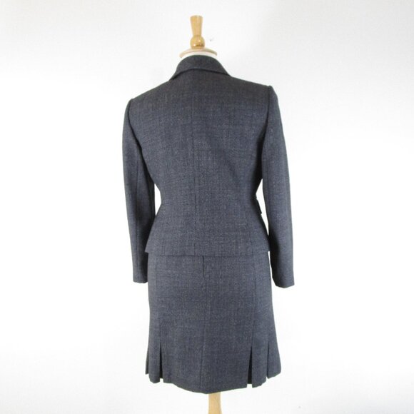 Tahari Womens Plus Size Petite Gray Tweed Skirt Suit 14P Formal Business Career - Picture 7 of 9
